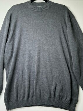 LaVane Men's Turtleneck Sweater Size XL Solid Charcoal Gray Cotton Blend Mock